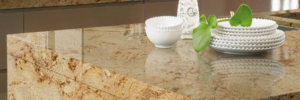 Beige granite kitchen countertops