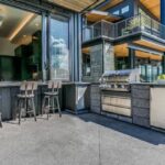 An outdoor kitchen during a sunny day