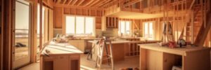 A kitchen under construction in a new build home