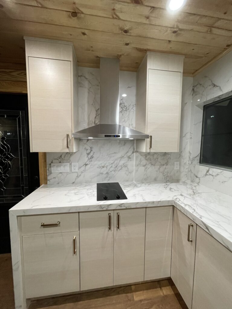 A full-height backsplash in a kitchen