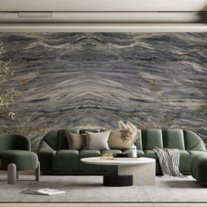 A living room with an Cobalt marble wall from MC Granite Countertops in Atlanta.